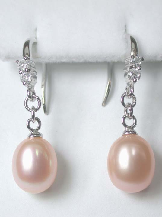 Exquisite Pink Pearl 925 Silver Hook Earrings #jde007e3