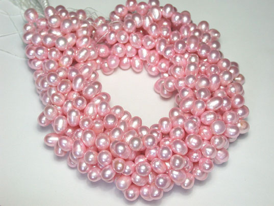 Rose Freshwater Pearl Oval Loose Beads 1 Strand #fan0144