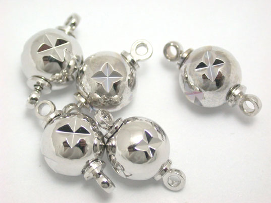 Super Silver Plated Ball Clasp Finding 5 Pieces #fla0024