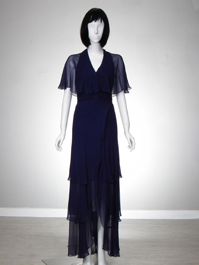 Silk Woven Dress with Cape