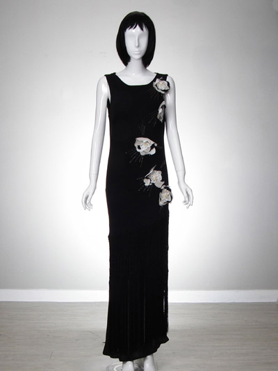 Silk Beaded and Applique Woven Dress