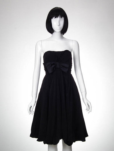 Silk Woven Dress with Bow
