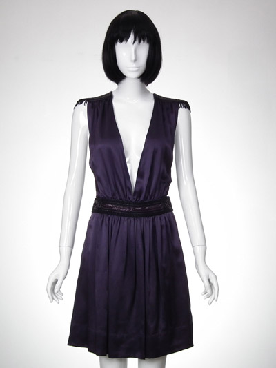 Silk Beaded Shoulder and Waistband Woven Dress