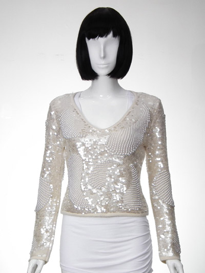 Fully Beaded Knit Pullover