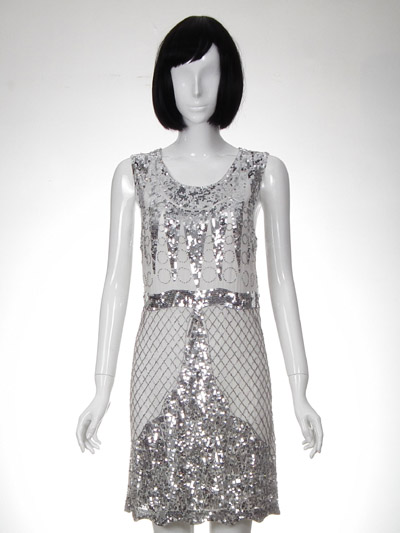 Silk Beaded Sequins Woven Dress