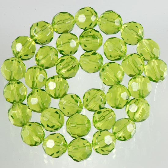OLIVE GREEN CRYSTAL GLASS FACETED ROUND Loose Bead