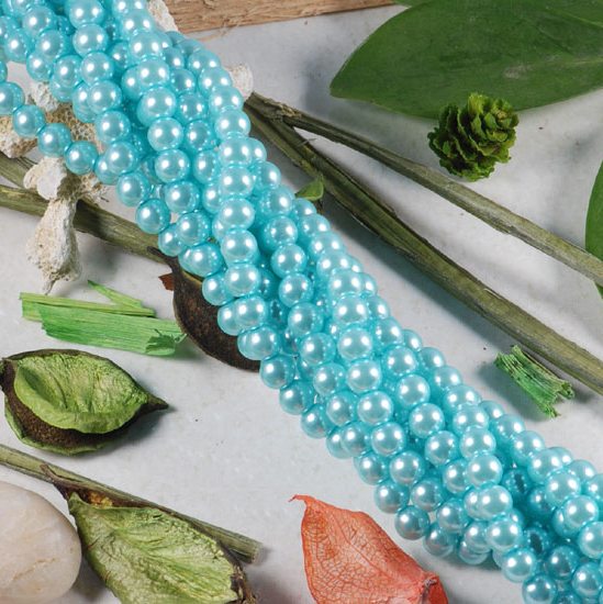 6mm A+RARE BLUE CRYSTAL GLASS ROUND PEARL LOOSE BEAD16 inches