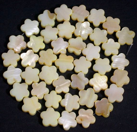 10mm Light Yellow MOP Shell Flower Shape Loose Beads 15.5 inches