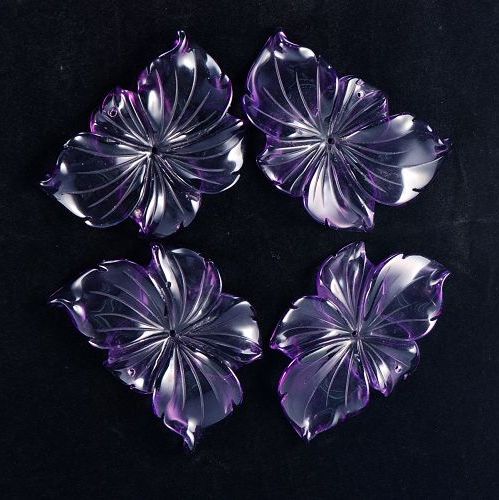 50mm Amethyst Crystal Carved Butterfly Pendant Bead 1pc