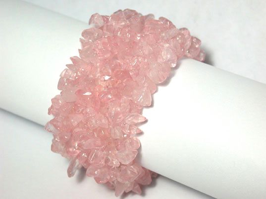 1.4x7 inches Rose Quartz Chip Beads Bracelet Bangle 1 Strand
