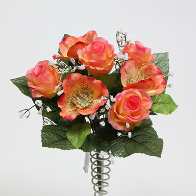 27cm Mixed Satin Anemone/Rose/Foamed Gypsothilia Bush X 7