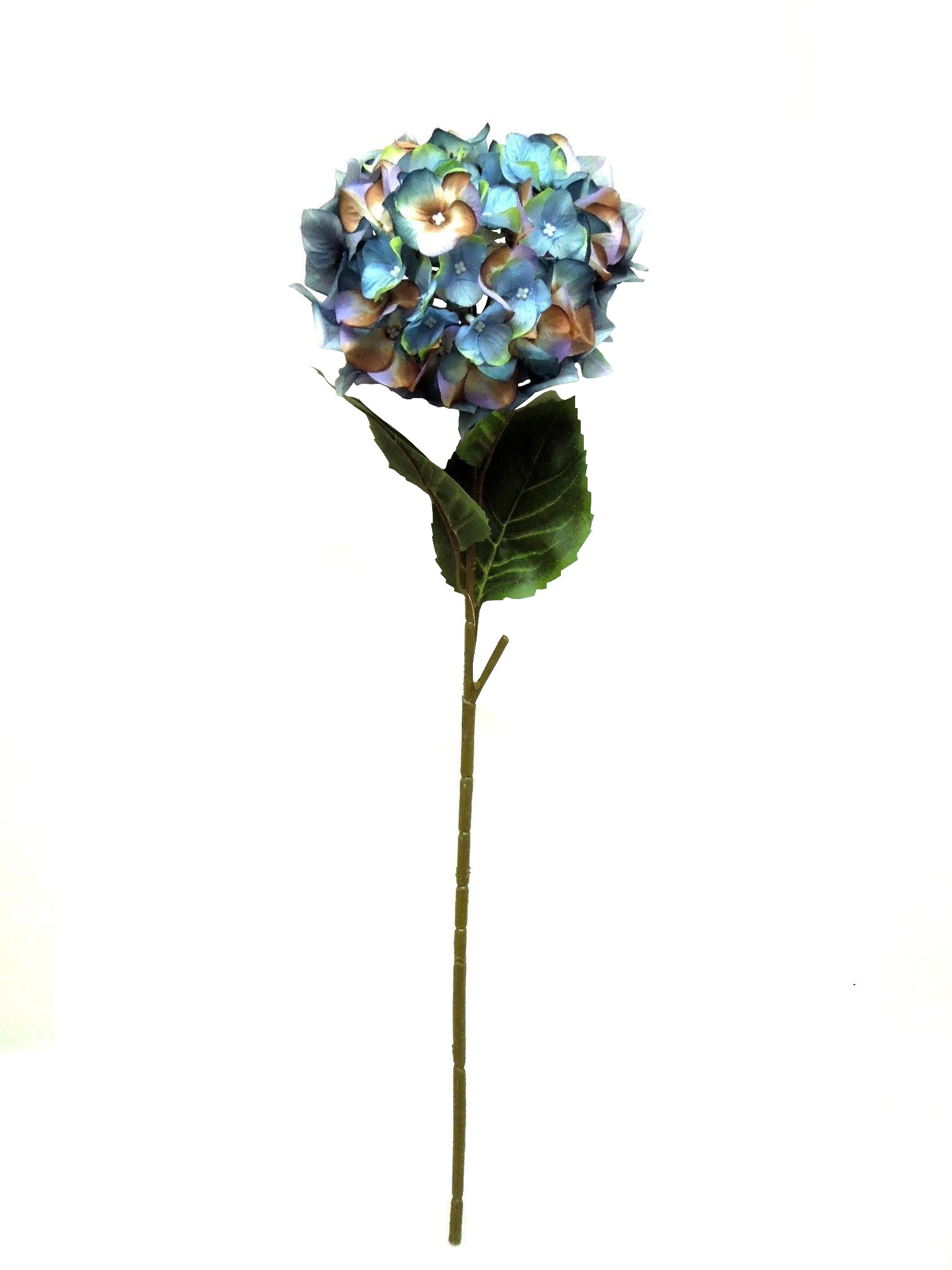 74cm Hydrangea Spray With 3 Printed Leaves