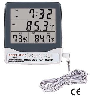 Jumbo Thermo-hygrometer W/clock Max Min
