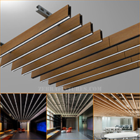 Aluminum baffle ceiling system with led light