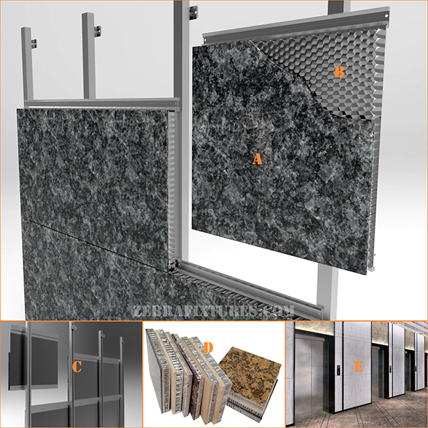 Wall Cladding System by Stone Panel with Aluminum Honeycomb Base