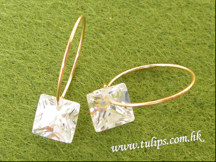 Champagne Gold Plated Earrings with White Cubic Zircon
