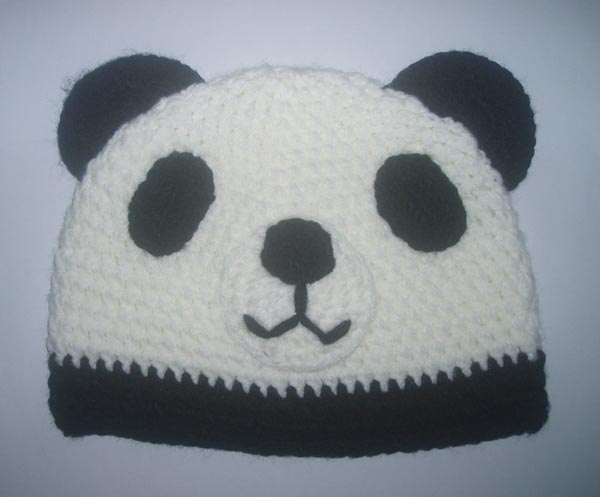 Hand Crocheted Kid Beanie Hat Of Panda Design