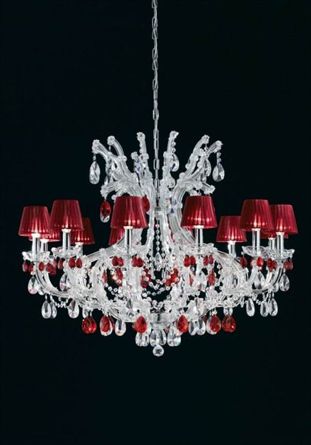 40 inchesred Crystal Chandelier With Red Shades