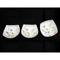 Set of 4 Snack Plate ( 3 Snack Plates with Wooden Tray) with Gift Box