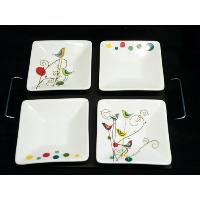 Set of 5 Part Server ( 4 plates with wooden tray) with Gift Box