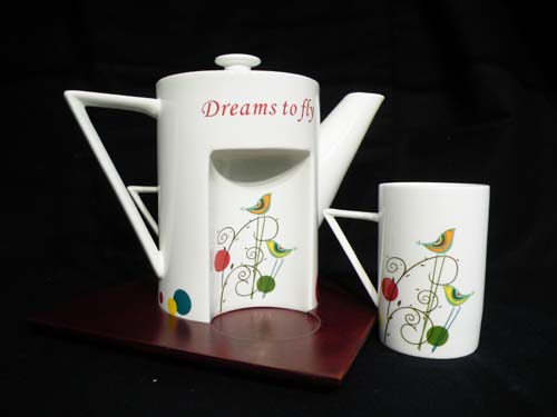 4 Piece Tea Pot Set with Wooden Tray with Gift Box