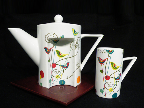 4 piece Tea Pot Set with Wooden Tray with Gift Box