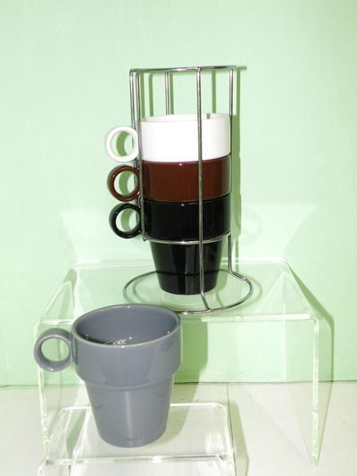 Set of 4 Stakeable mugs with Stand
