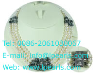 Precious Three Rows White Fresh Water Jewelry Pearl Necklace