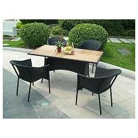 PE rattan & Teakwood Dinning Set