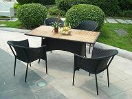 PE rattan & Teakwood Dinning Set