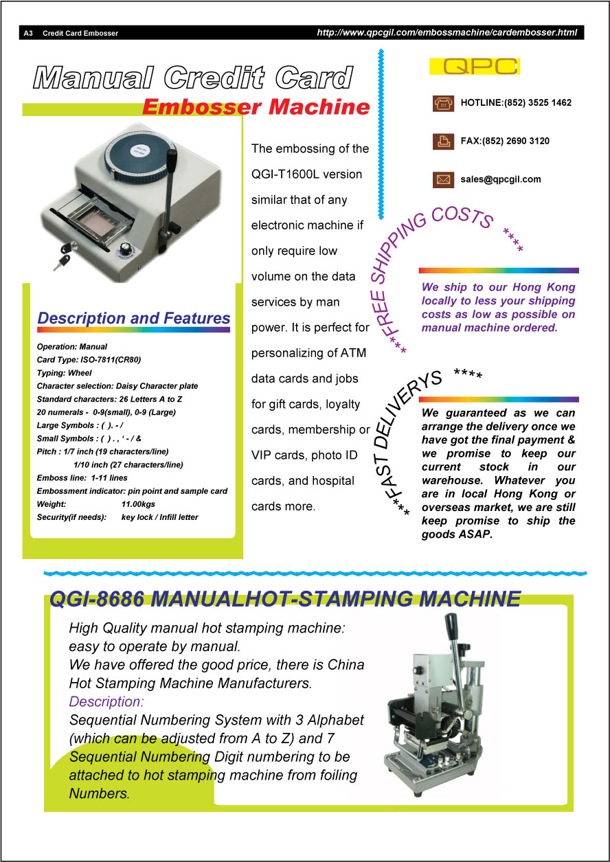 Credit Card Embosser machine