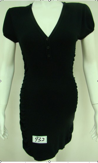 Ladies' V-neck Cap Sleeves Tunic With Shirring At Sides