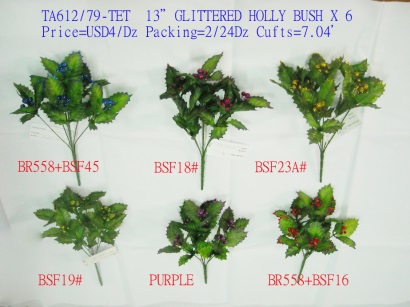 13 inchesGLITTERED HOLLY x 6 BUSH