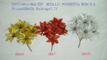 14 inchesmetallic Poinsttia X 6 Bush