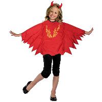 Fire Devil Poncho with Headband for Kids