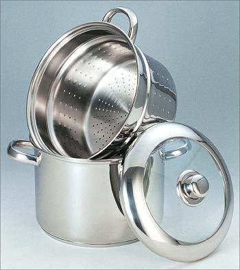 3pcs Stainless Steel Spaghetti Pot With Mixed Lid