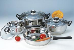 7pcs Stainless Steel Cookware Set With Glass Lid