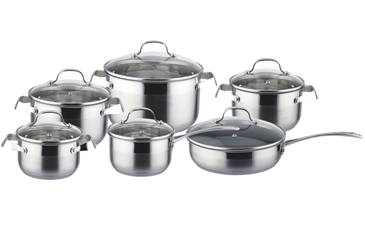 12pcs Stainless Steel Cookware Set With Cast Steel Handle