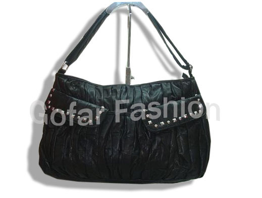 Polished genuine leather fashion handbag
