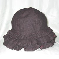 Girls 100% cotton denim yarn dyed round hat with frills