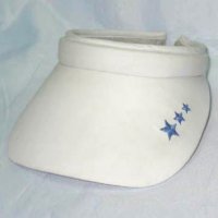 Adults 100% cotton visor with terry back forehead. Emb'd on peak