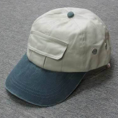 Adult 100% washed cotton peak cap. Pocket on front crown. Self strap with brass fastener.