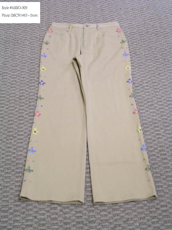 Ladies' 98% Cotton 2% Spandex Twill w/Embroidery Pant