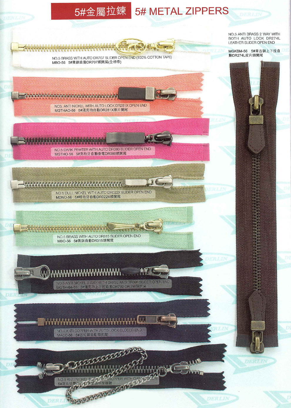 5# Metal Zippers