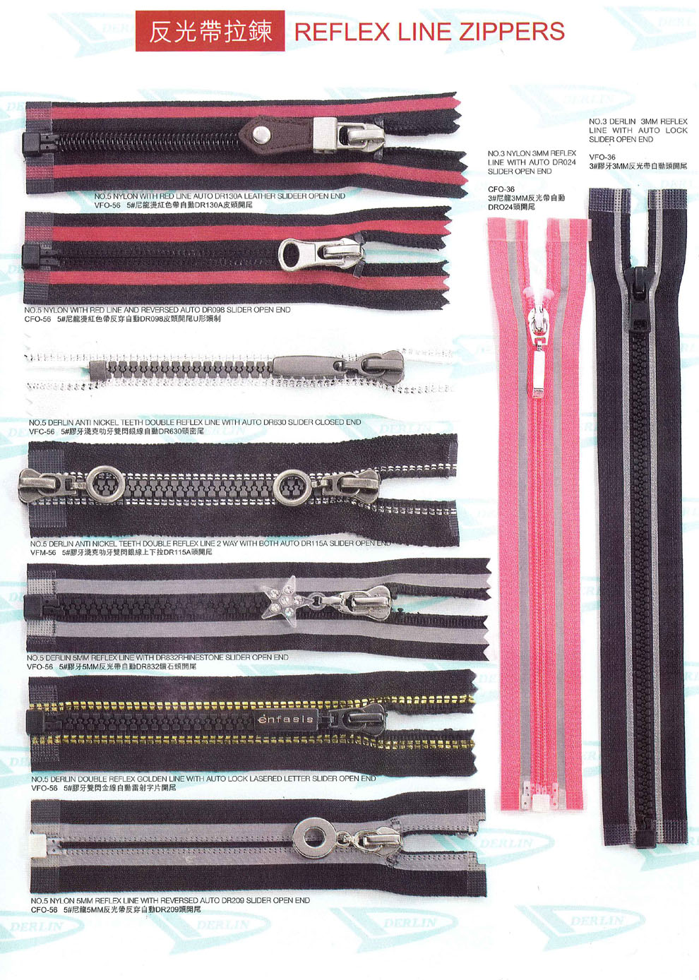 Reflex Line Zippers