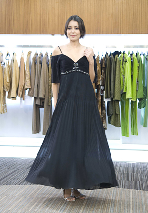 Polyester Pleated Gown
