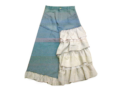 Denim Skirt with Suede and Lace