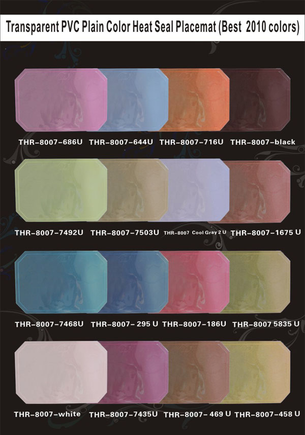 Transparent PVC Plain Color Heat Seal Placemat