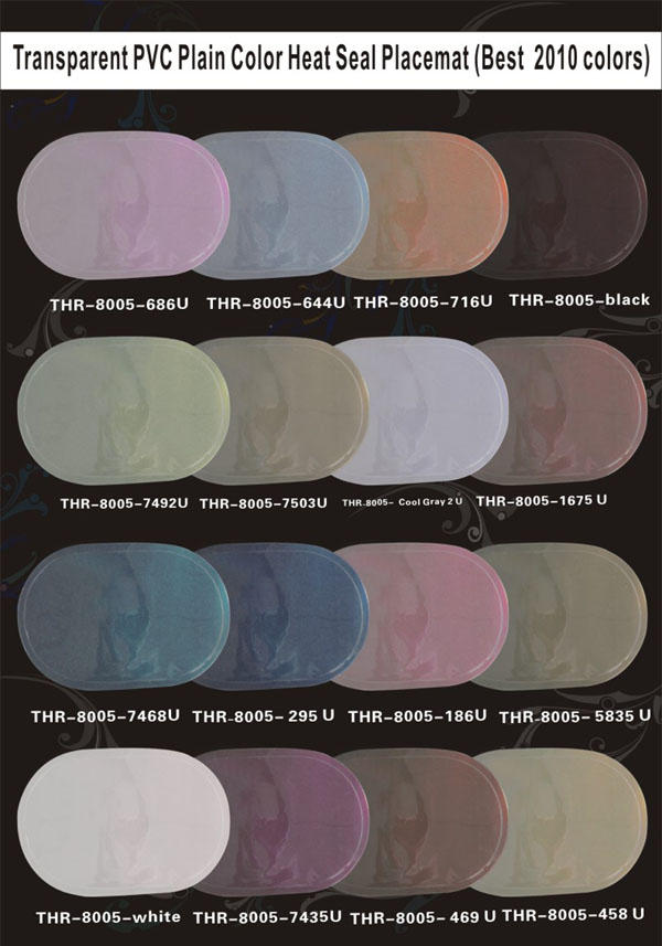Transparent PVC Plain Color Heat Seal Placemat