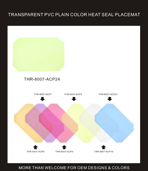 TRANSPARENT PVC PLAIN COLOR HEAT SEAL PLACEMAT